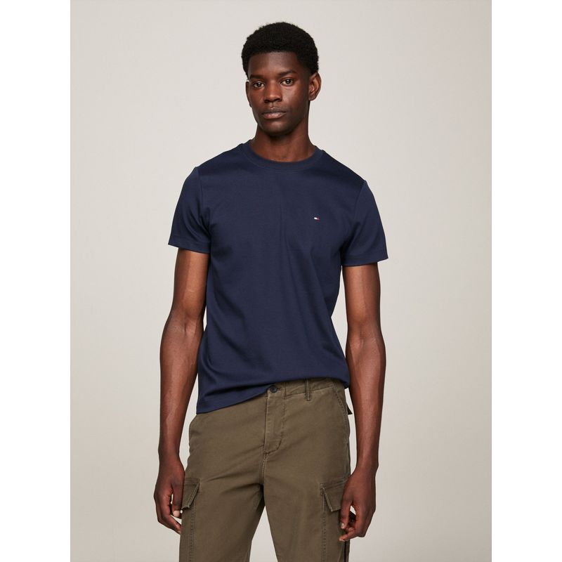 TOMMY HILFIGER - Camiseta azul de tejido interlock con corte slim Tommy Hilfiger