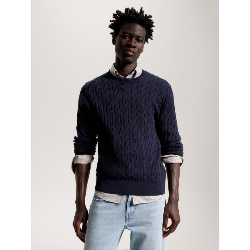 TOMMY HILFIGER - Saco azul classics de punto trenzado Tommy Hilfiger