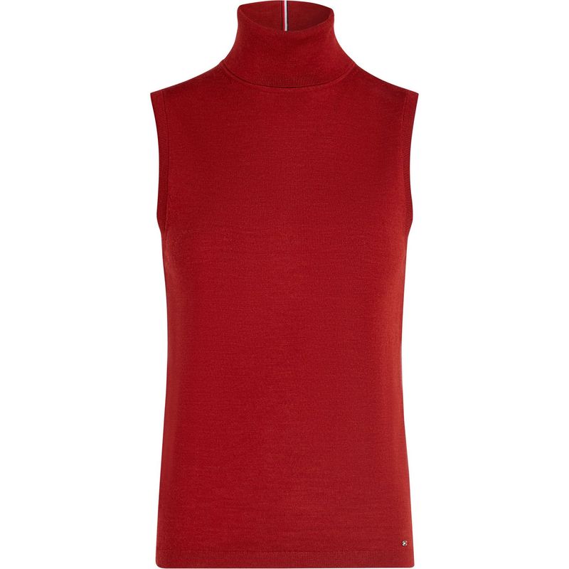 TOMMY HILFIGER - Saco rojo sin mangas con cuello cisne Tommy Hilfiger