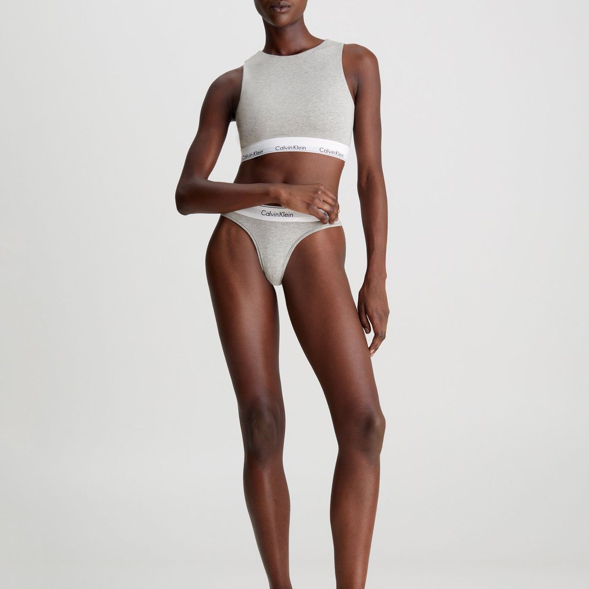 CALVIN KLEIN - Top Gris De Espalda Abierta - Modern Cotton