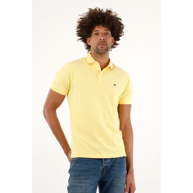TENNIS - Polo amarilla con raqueta bordada para hombre