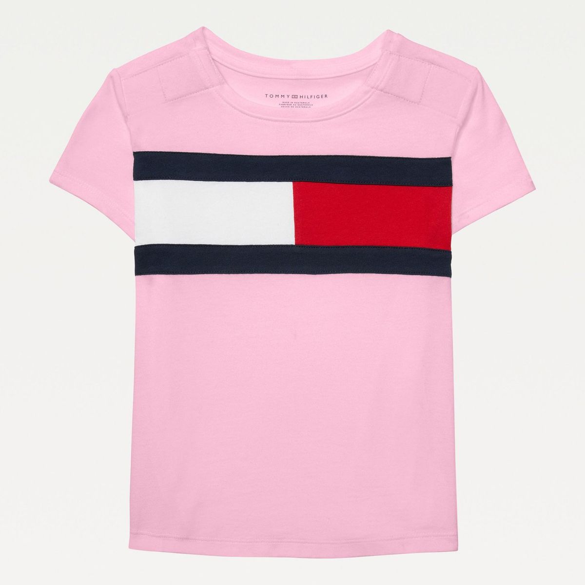 TOMMY HILFIGER - Camiseta Niña Rosada Con Logotipo De Bandera Adaptive Tommy Hilfiger