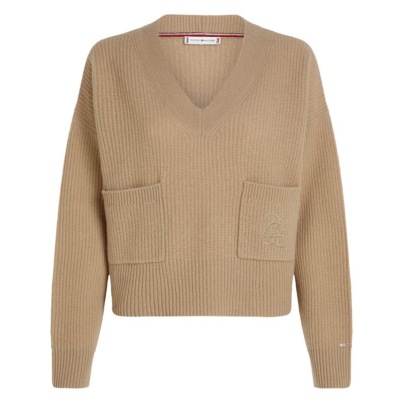 TOMMY HILFIGER - Cárdigan Café con botones y dos bolsillos Tommy Hilfiger