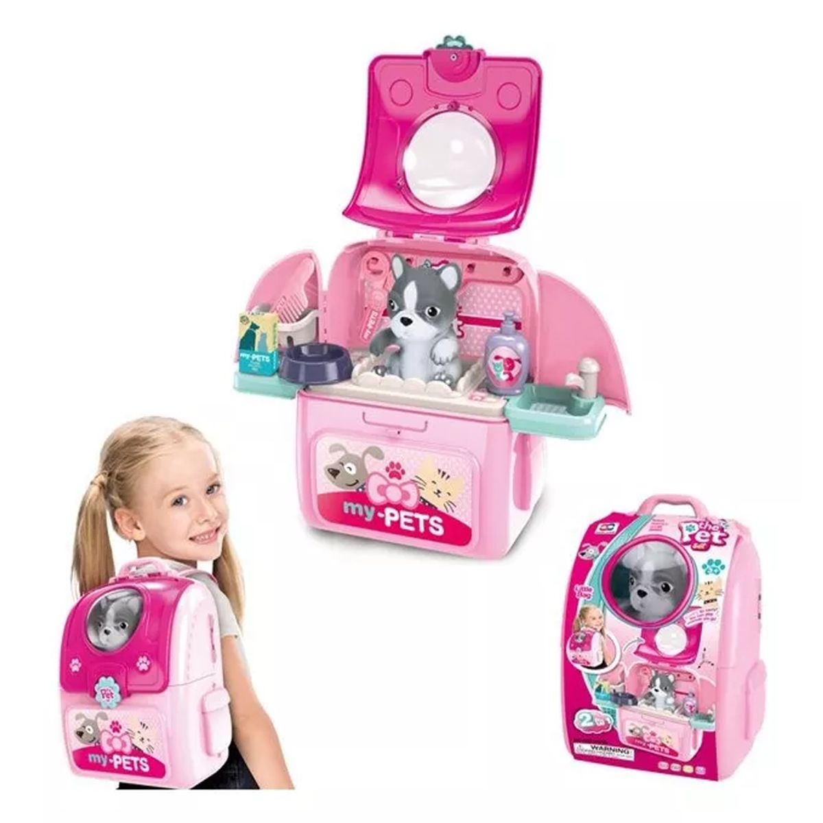 DISTRIBUCIONES GUZ SAS - Set Mascotas Maleta Portátil Niña Didáctica 2-1 Veterinaria