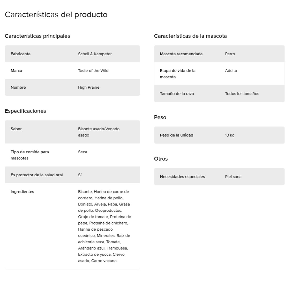 TASTE OF THE WILD - Taste of the Wild Canine High Prairie Bisonte y Venado 40lb