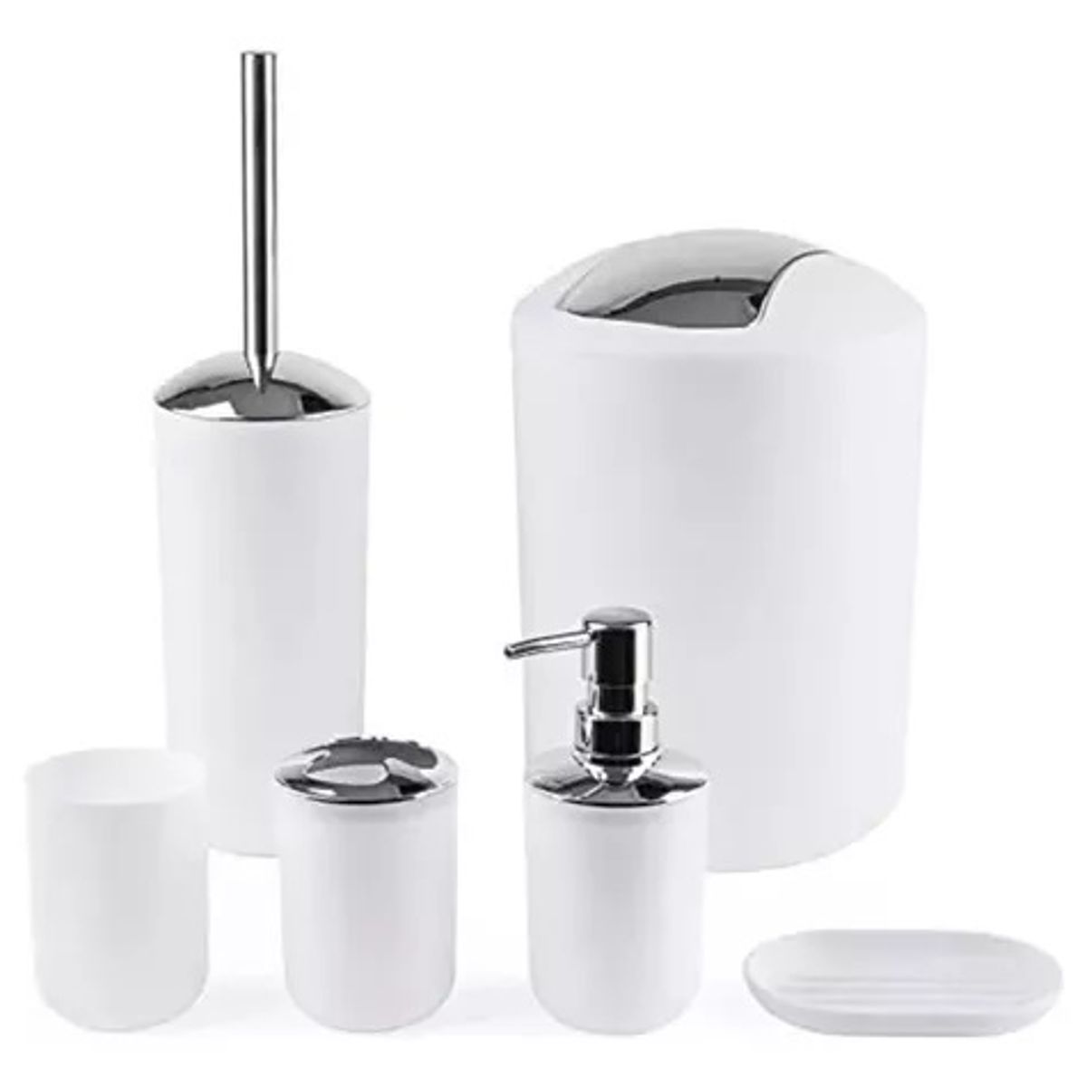 GENERICO - Set Utensilios Accesorios De Baño Jabonera Papelera Juego X6