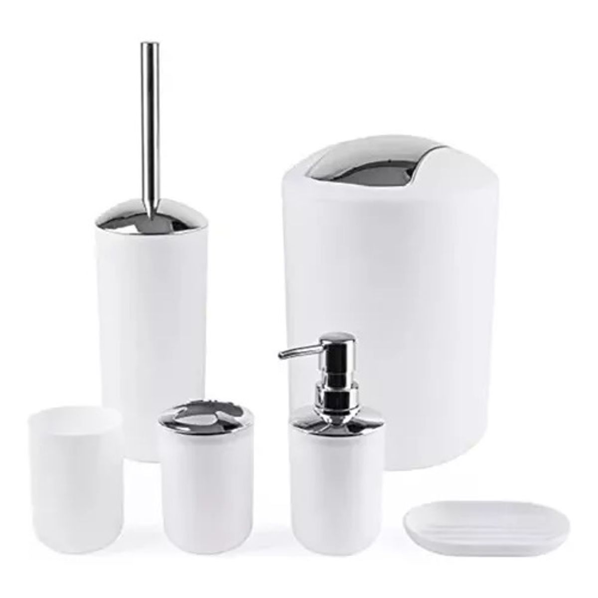 GENERICO - Set Utensilios Accesorios De Baño Jabonera Papelera Juego X6