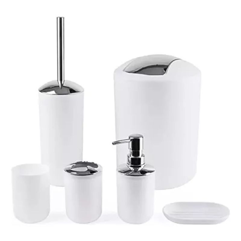 GENERICO - Set Utensilios Accesorios De Baño Jabonera Papelera Juego X6