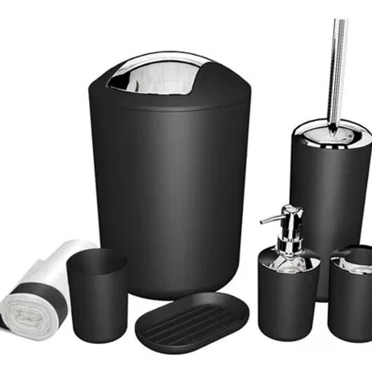 GENERICO - Set Utensilios Accesorios De Baño Jabonera Papelera Juego X6