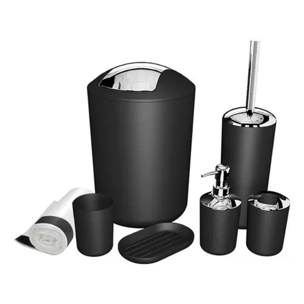 GENERICO - Set Utensilios Accesorios De Baño Jabonera Papelera Juego X6