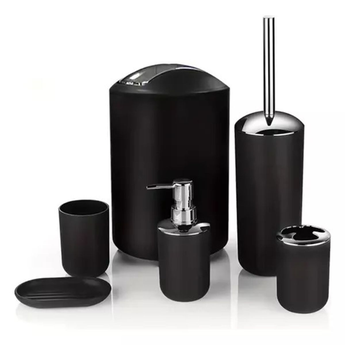 GENERICO - Set Utensilios Accesorios De Baño Jabonera Papelera Juego X6