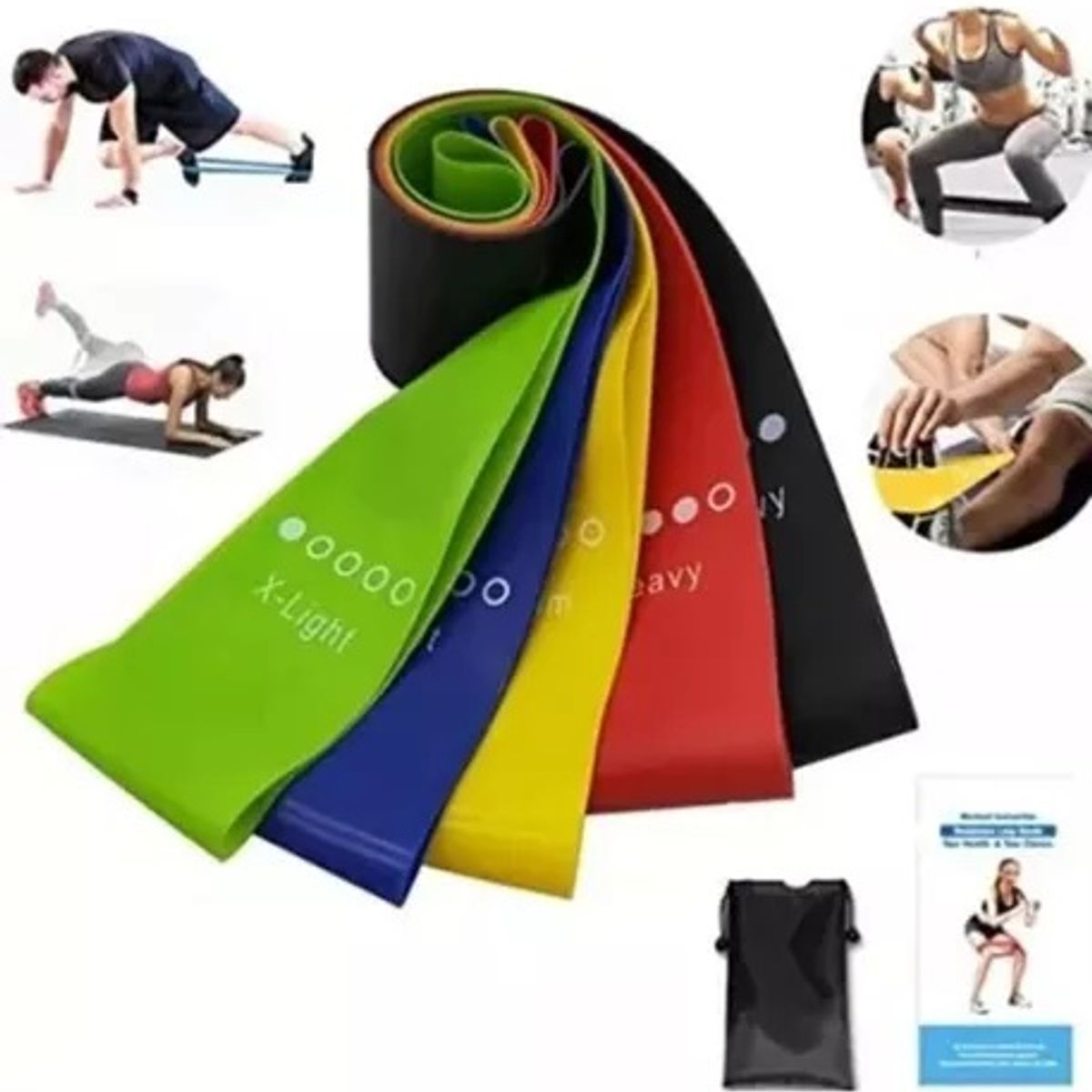 GENERICO - Kit Bandas Elásticas 5 En 1 Para Ejercicio Resistencia Yoga