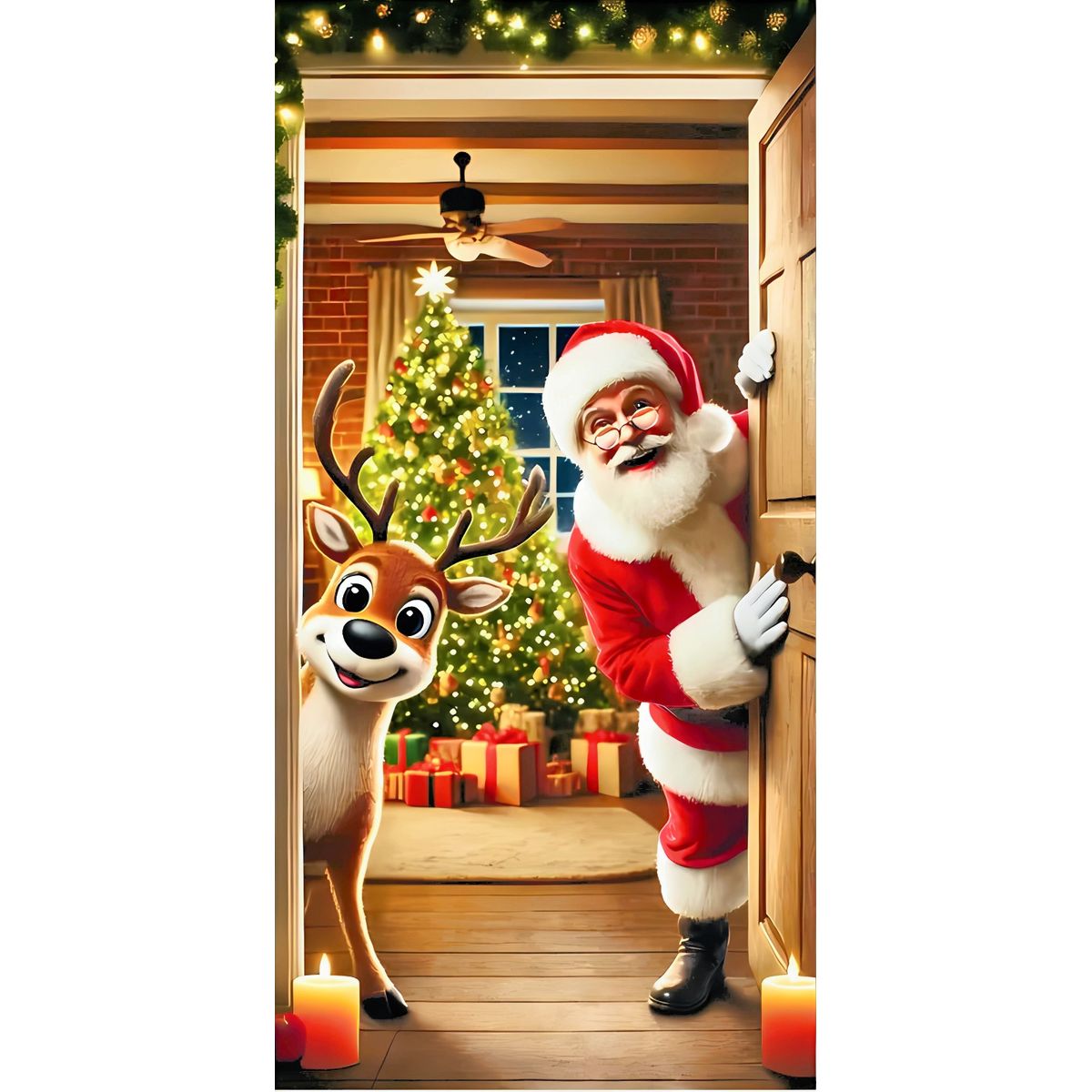 GENERICO - Forro De Puerta Navideño Funda De Puerta Navideña Diseño 3