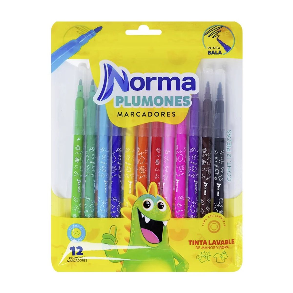 NORMA - Marcadores Plumones Lavables PBala X 12 588630 Norma