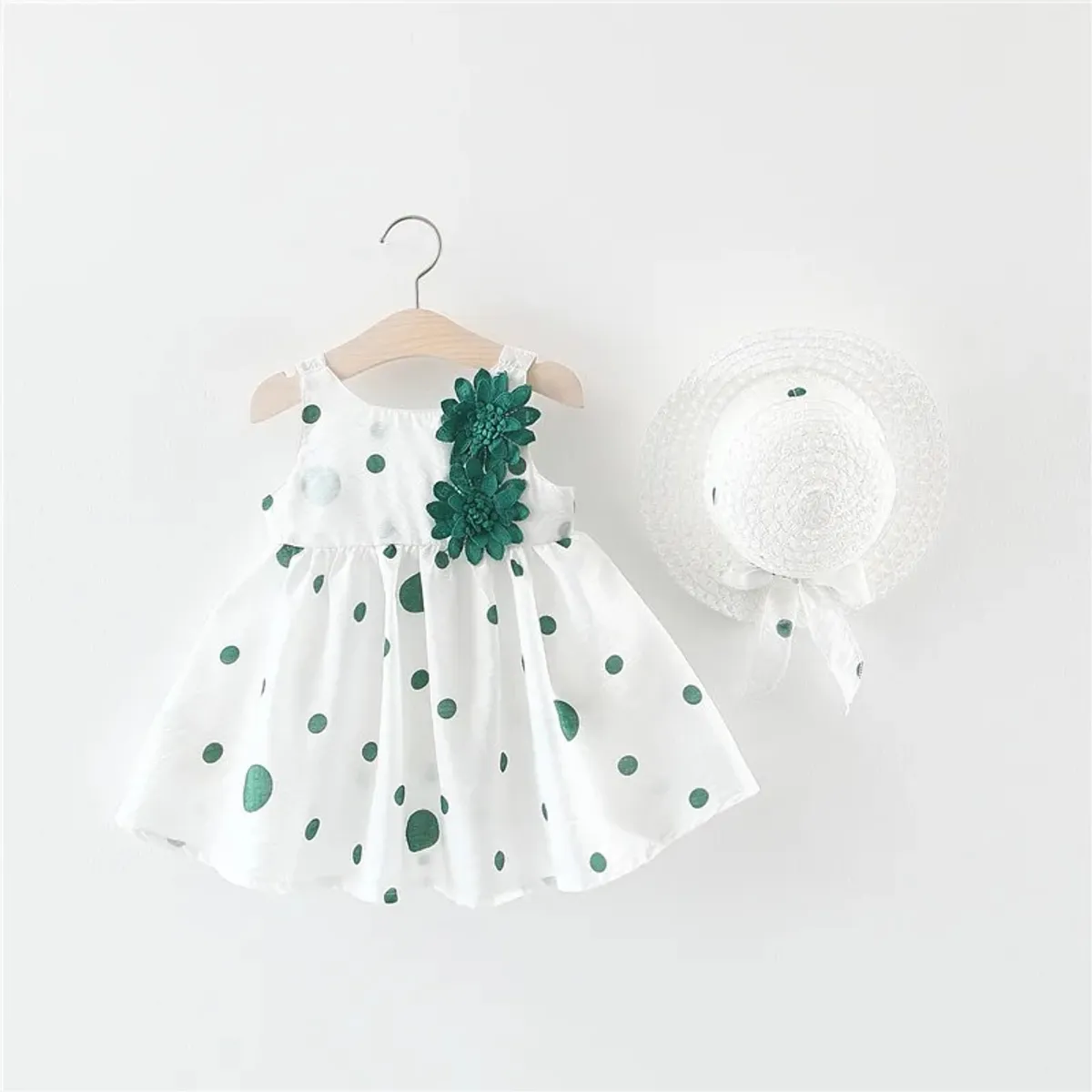 LUSOLSI - Vestido de bebé con sombrero ropa encantadora de verano niña pequeña
