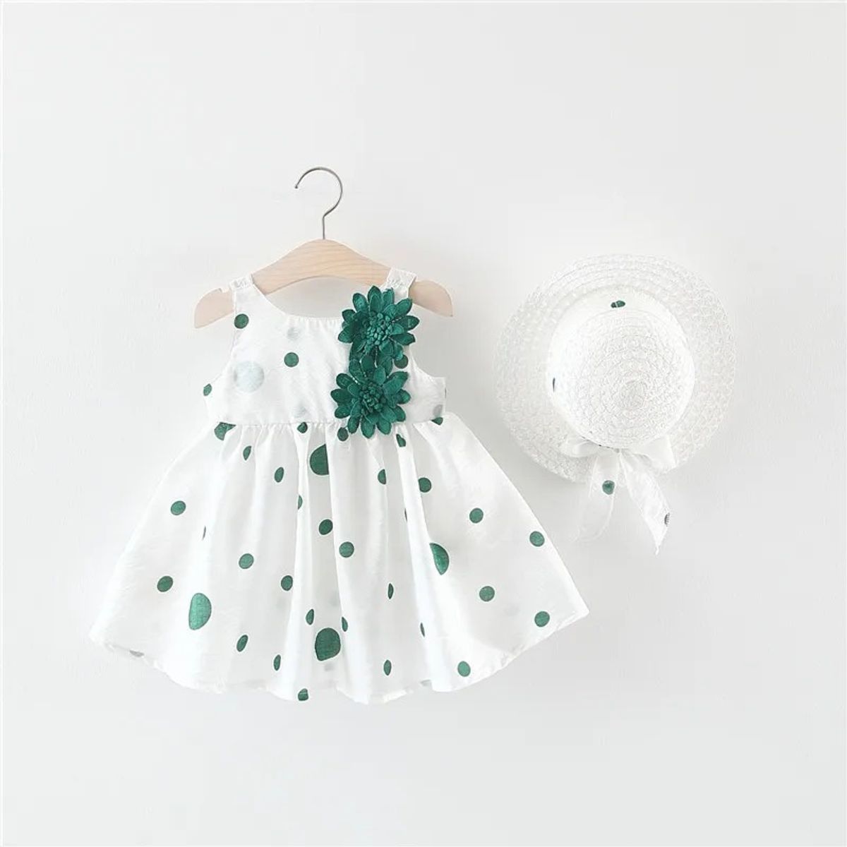 LUSOLSI - Vestido de bebé con sombrero ropa encantadora de verano niña pequeña