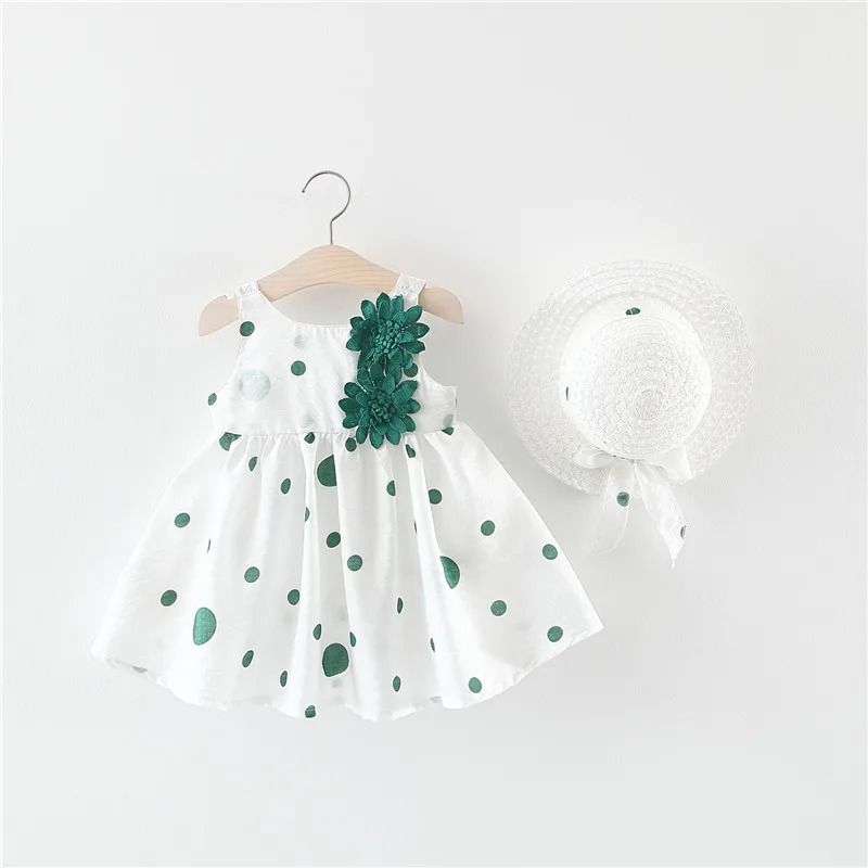 LUSOLSI - Vestido de bebé con sombrero ropa encantadora de verano niña pequeña