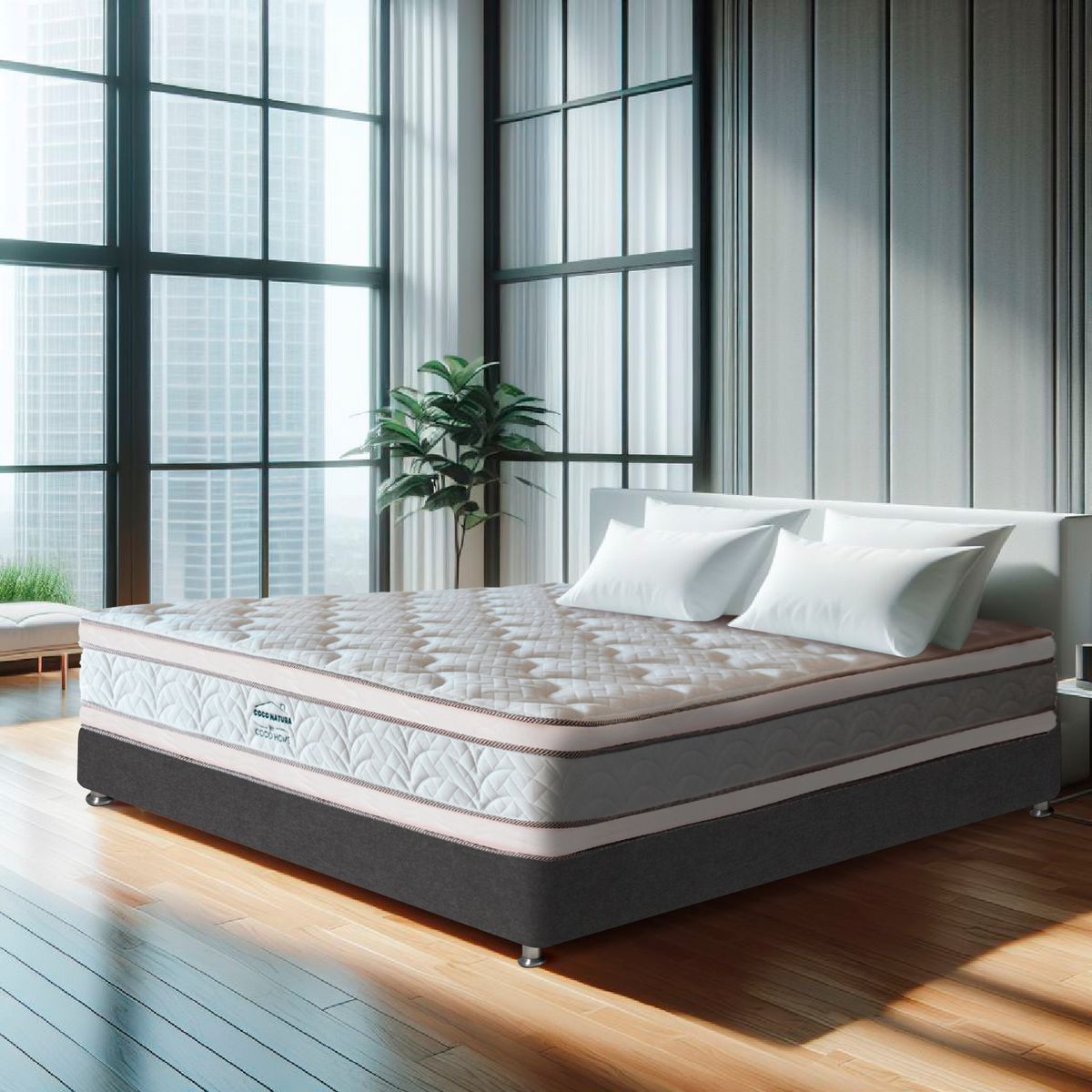 COCO HOME - Colchón Doble Firmeza Media Ortopédico Resortado Doble Pillow Euro Coco Natura 140190.