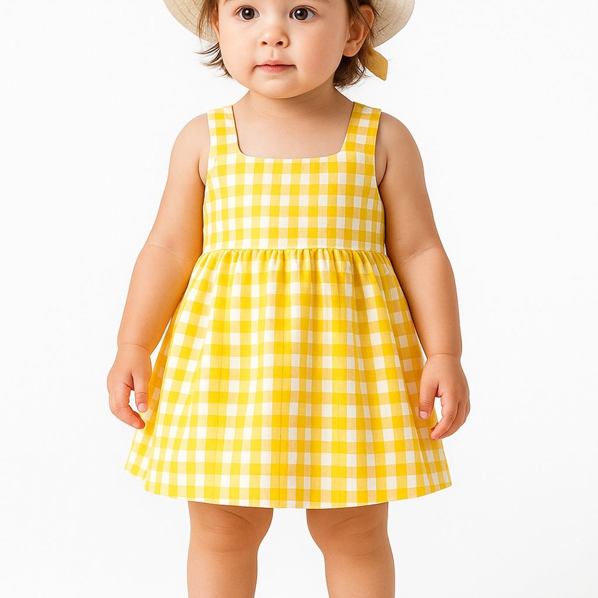 LUSOLSI - Conjunto Elegante Niña  Vestido Con Pava sombrero A Juego