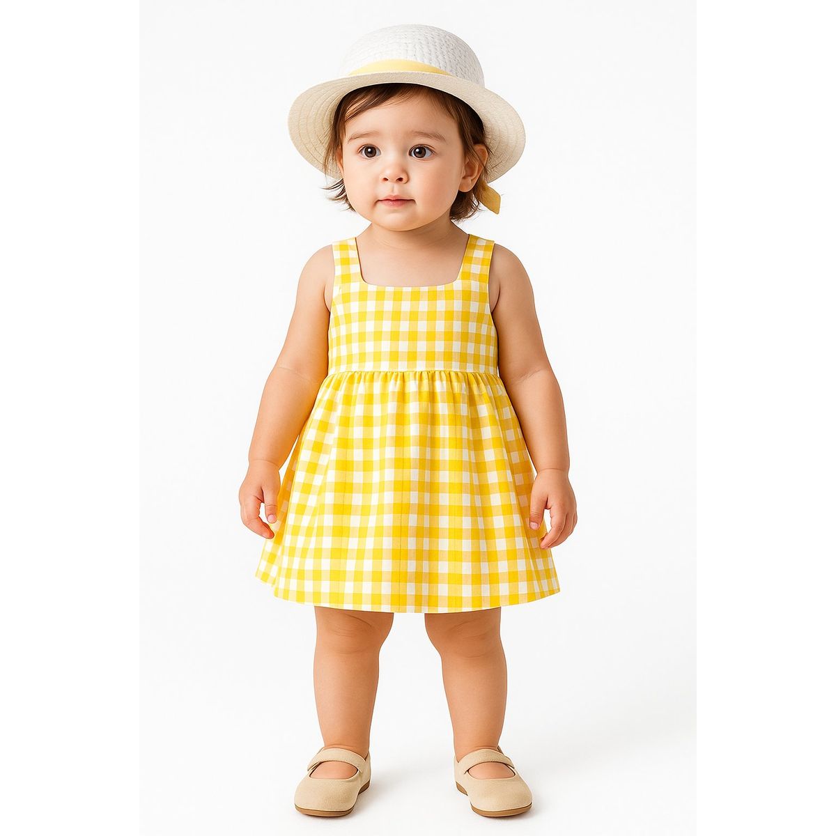 LUSOLSI - Conjunto Elegante Niña  Vestido Con Pava sombrero A Juego