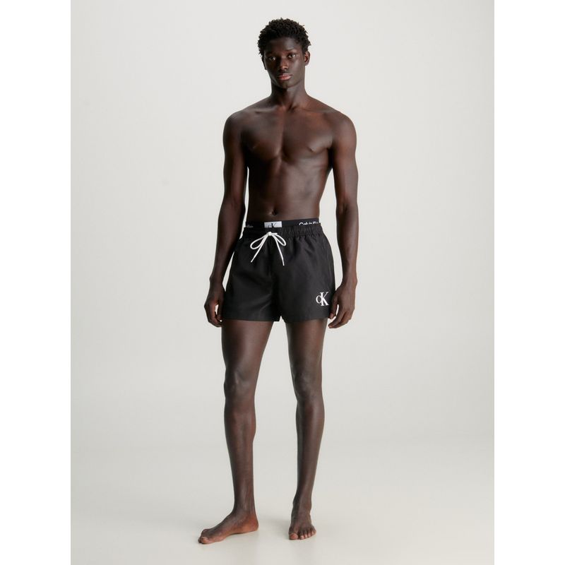CALVIN KLEIN - Bermuda De Baño Negra Corto Con Cinturilla Doble - Ck96 Calvin Klein