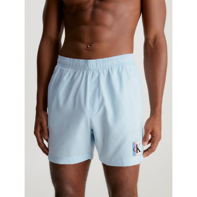 CALVIN KLEIN - Bermuda De Baño Celeste De Largo Medio Con Cordón Calvin Klein