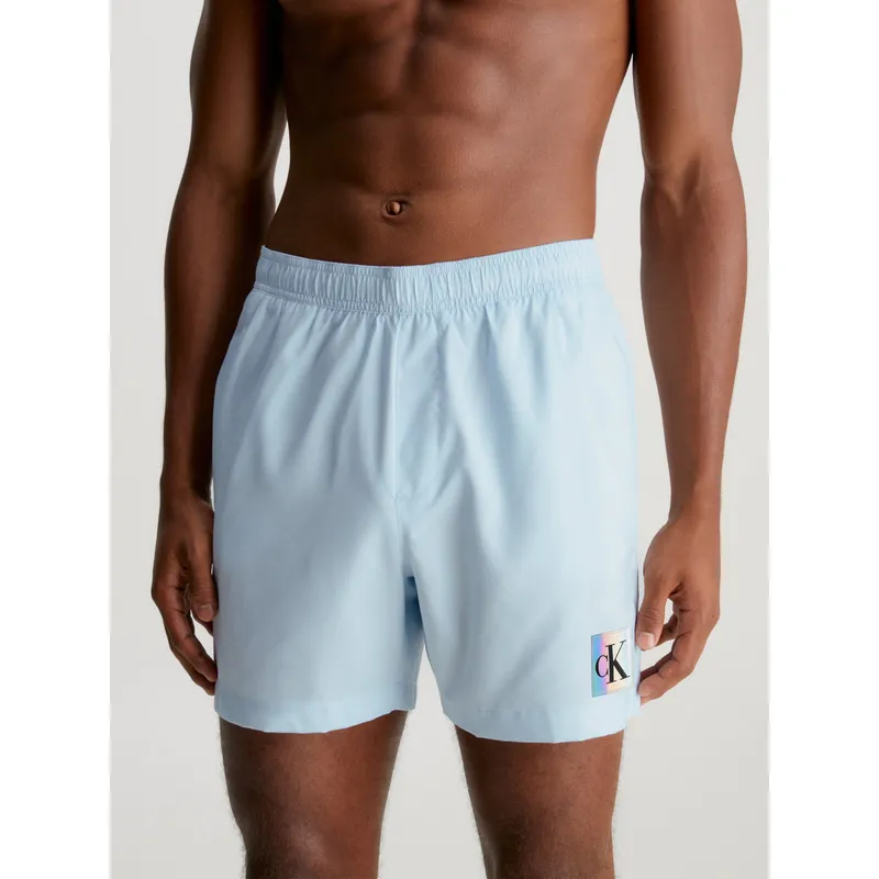 CALVIN KLEIN - Bermuda De Baño Celeste De Largo Medio Con Cordón Calvin Klein