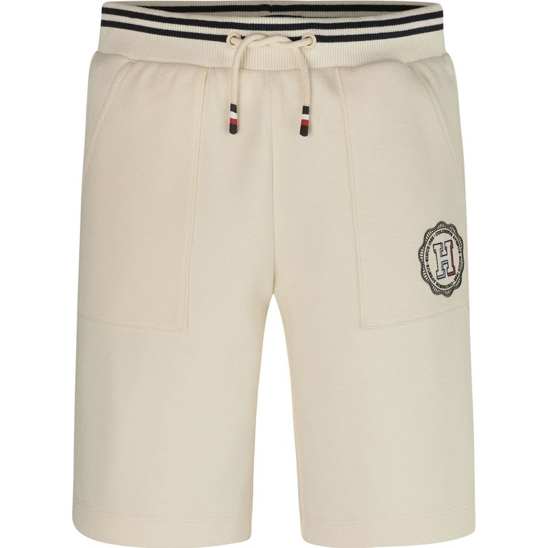 TOMMY HILFIGER - Pantaloneta Niño Blanca Con Monotipo Y Logo Tommy Hilfiger