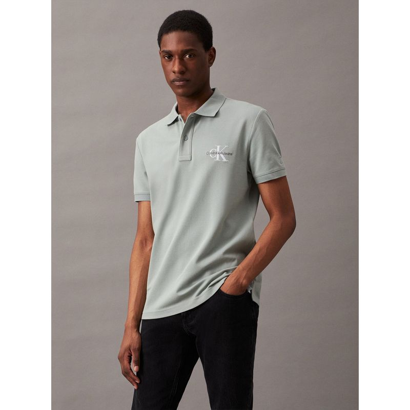 CALVIN KLEIN - Polo Verde con monograma Para Hombre Calvin Klein