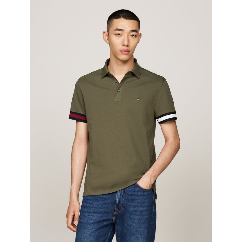 TOMMY HILFIGER - Polo verde de corte slim con logo Tommy Hilfiger
