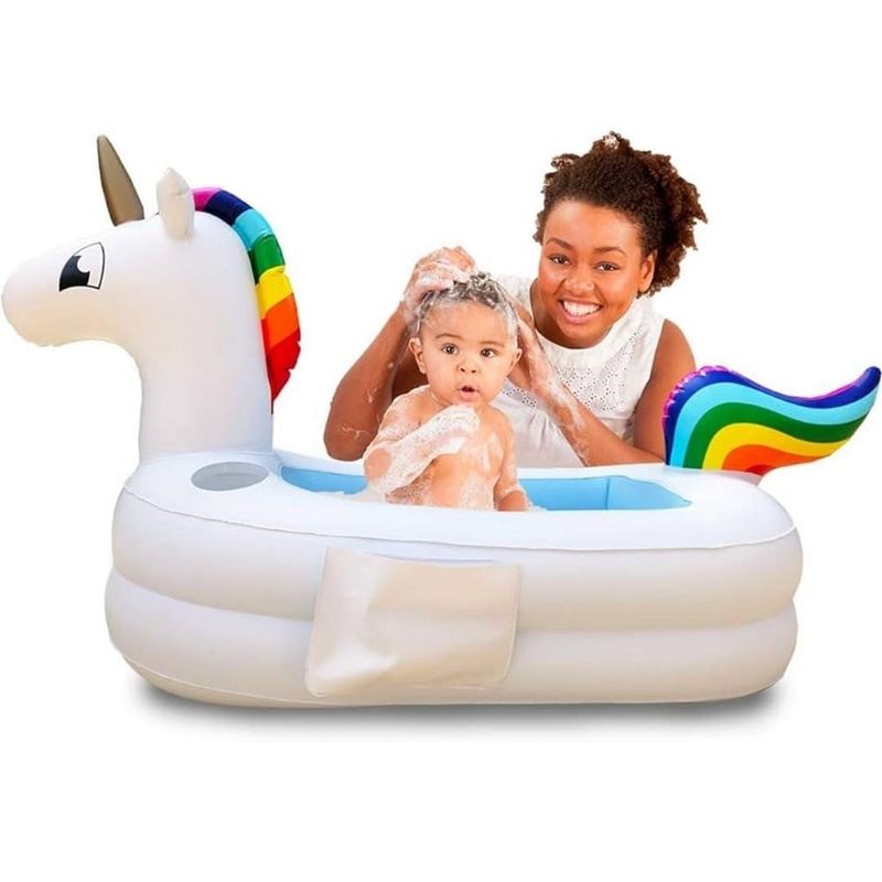 GENERICO - Bañera inflable de goma con forma de unicornio para bebe