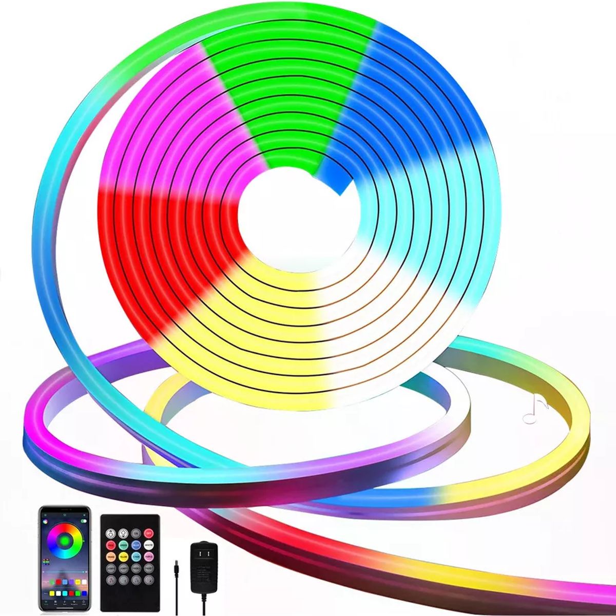 GENERICO - Tira De Luz Led Rgb De Neón Ip65 Flexible Bluetooth De 5m