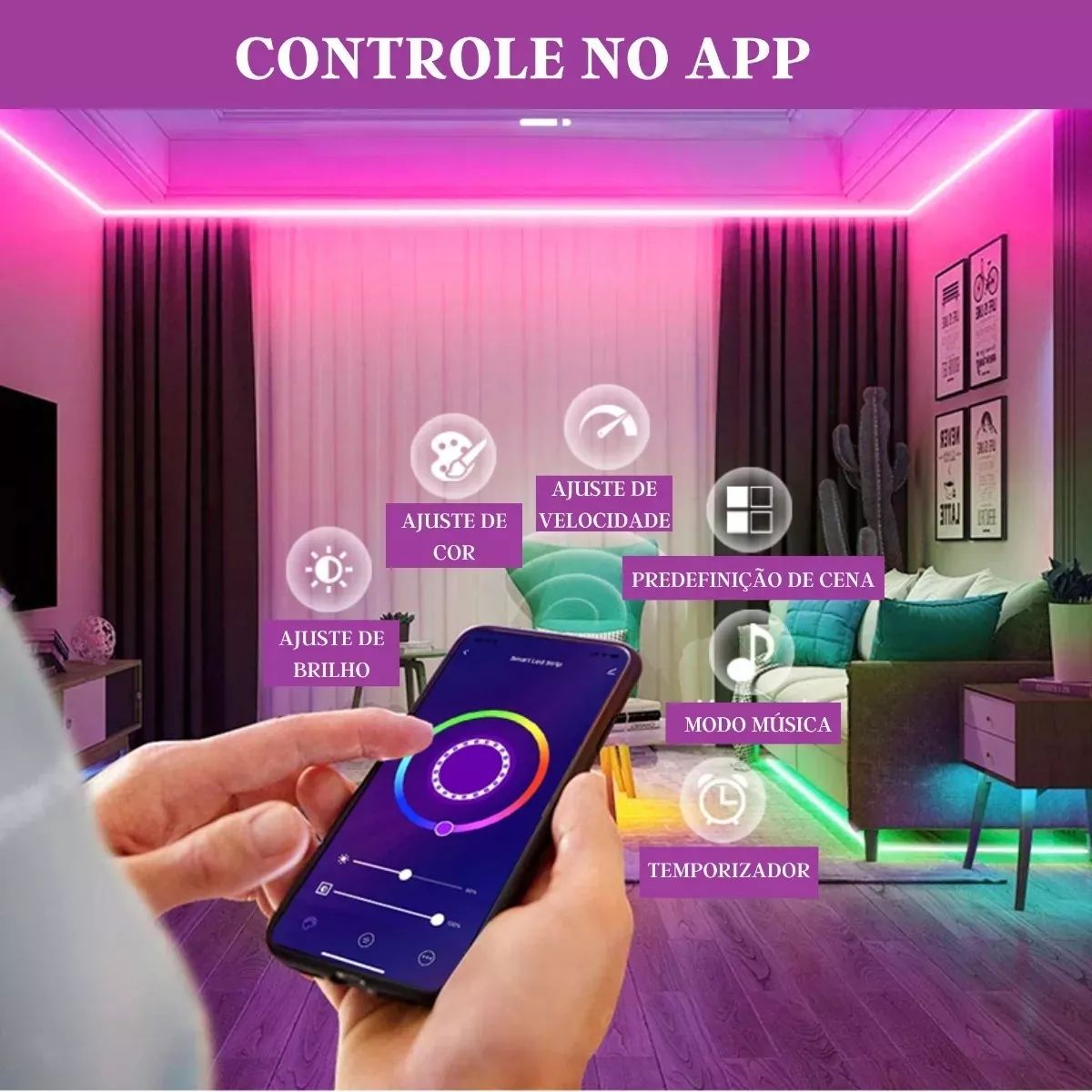 GENERICO - Tira De Luz Led Rgb De Neón Ip65 Flexible Bluetooth De 5m