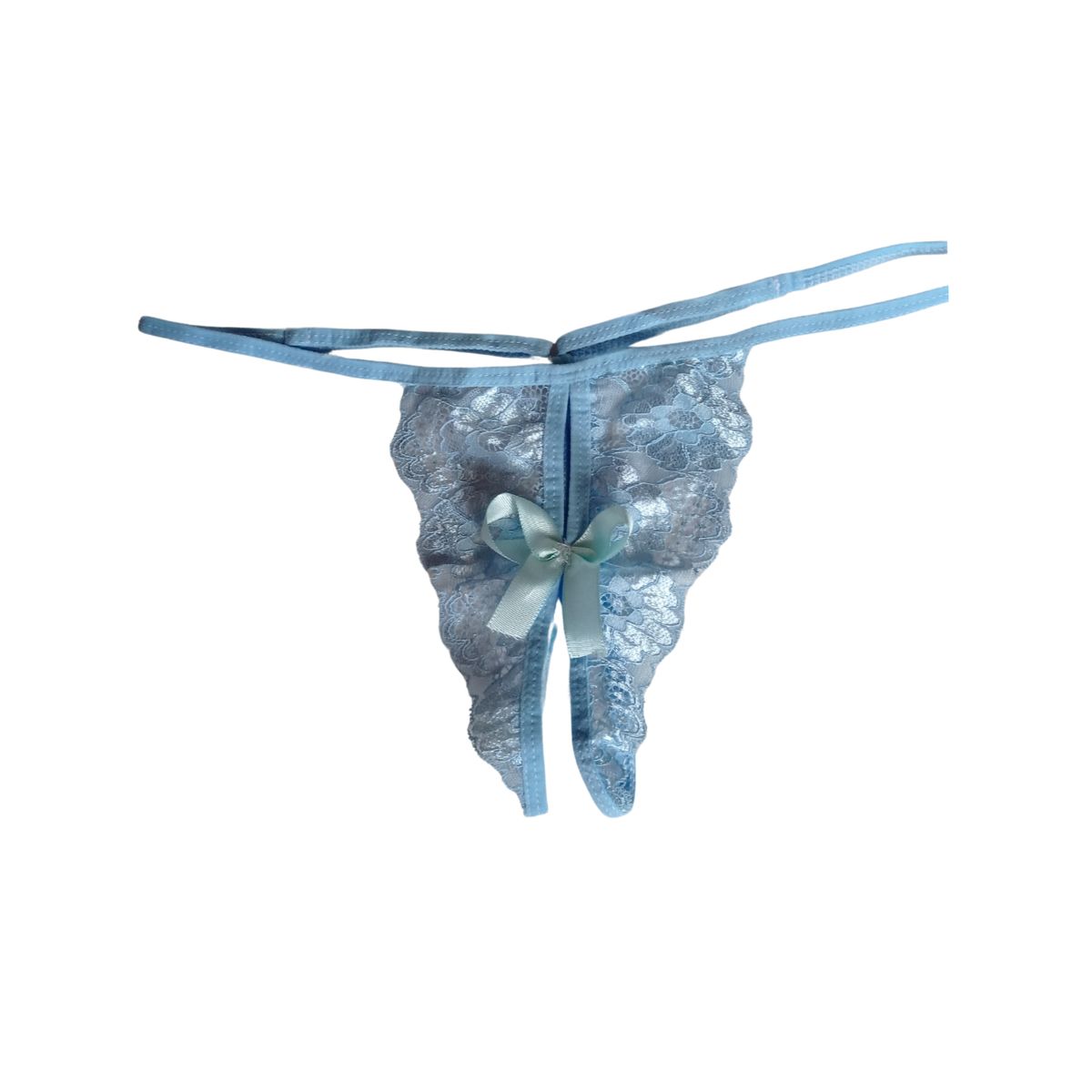 GENERICO - Tanga femenina francesa encaje mariposa Azul Cielo