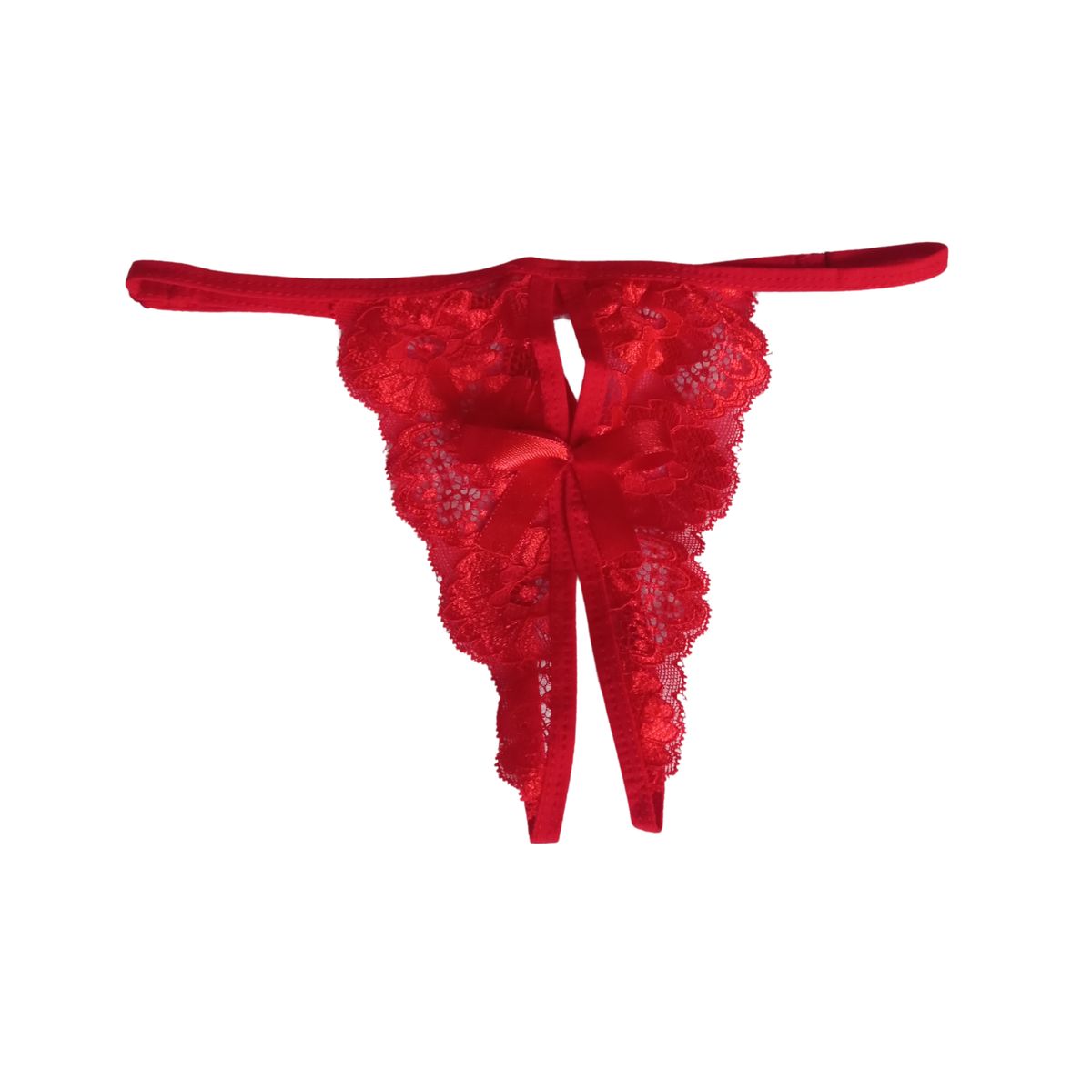 GENERICO - Tanga femenina francesa encaje mariposa Rojo