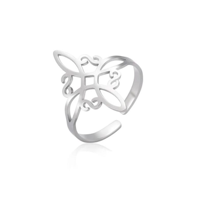 ALHAJAS - Anillo Ajustable Para Mujer Nudo De Bruja Amuleto Fabricado En Acero
