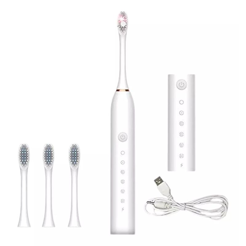 GENERICO - Cepillo Dental Electrico Para Adulto 3 Cabezales Vibra blanco
