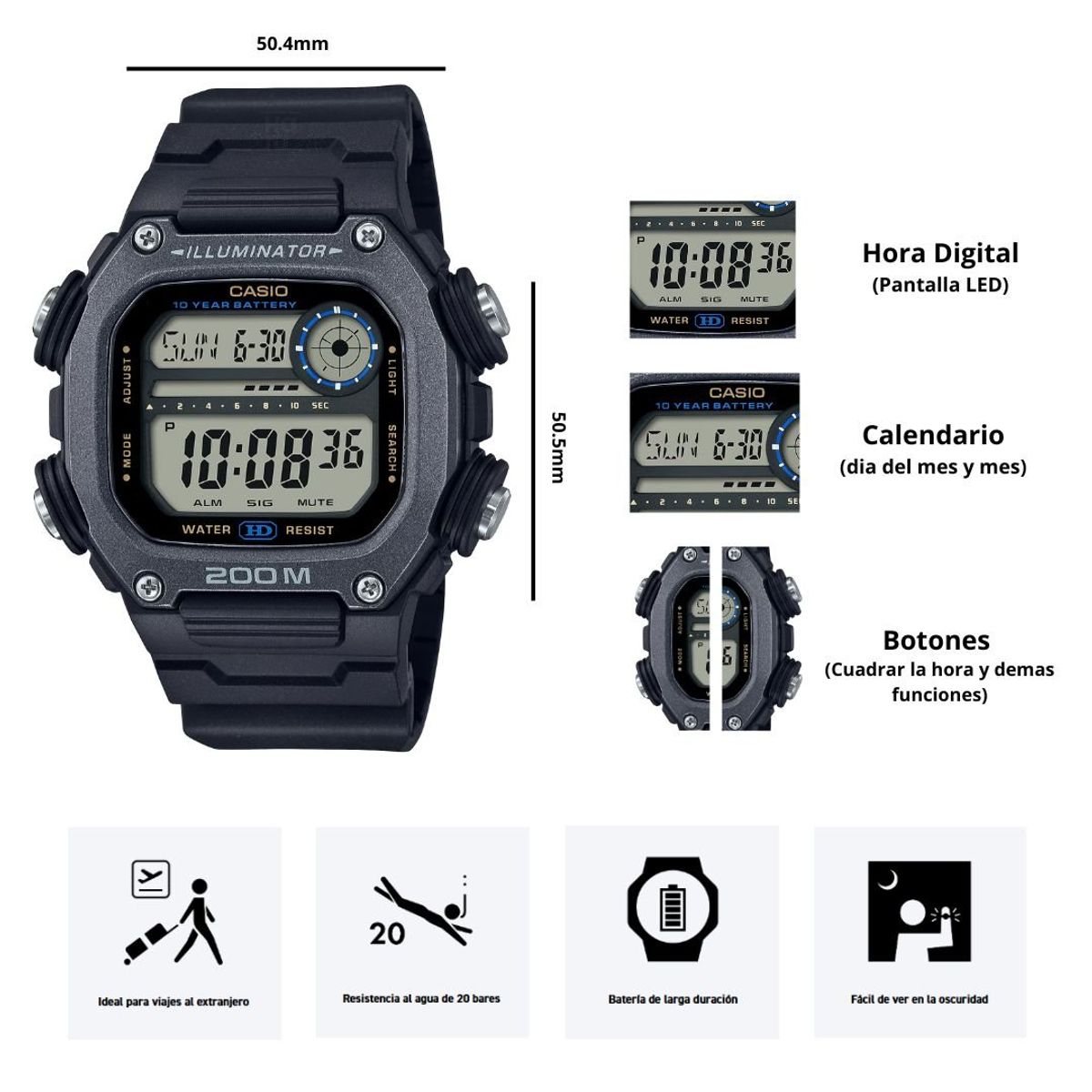 CASIO - Reloj Casio DW-291HX-1AV Diseño Deportivo