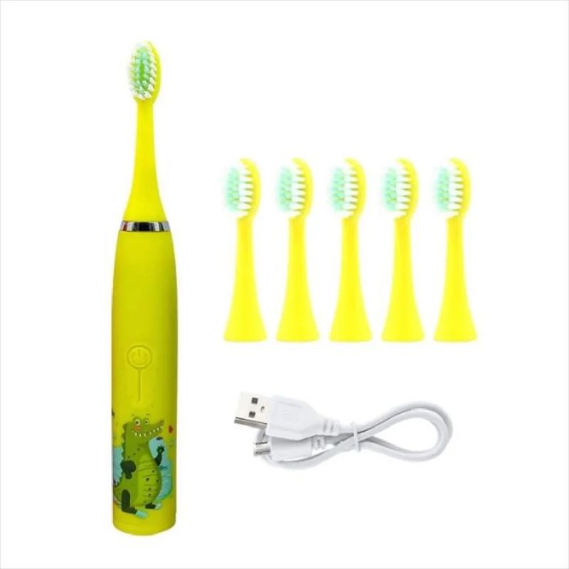 GENERICO - Cepillo De Dientes Eléctrico Infantil 6 Cabezales amarillo