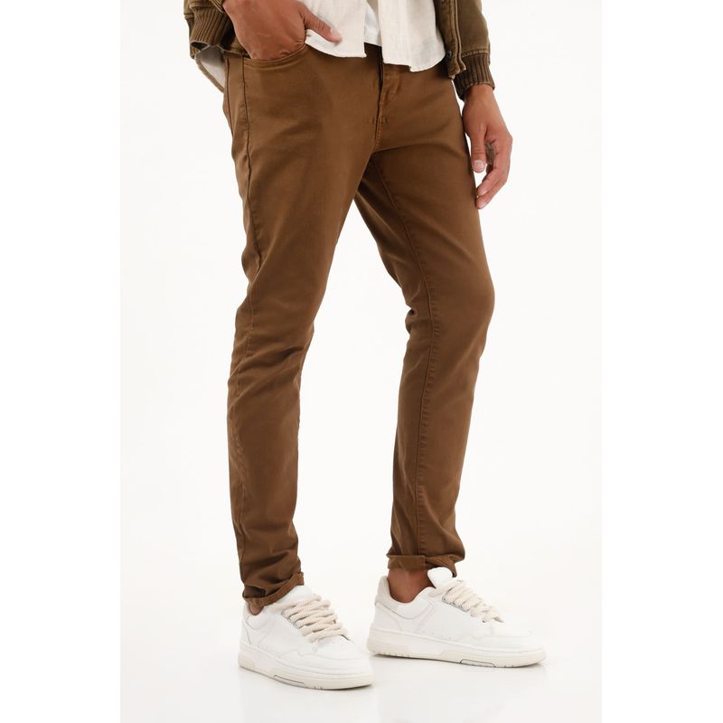 TENNIS - Pantalón Skinny café con teñido para hombre