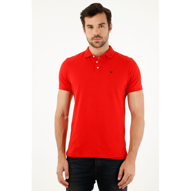 TENNIS - Polo roja  Lycra-Algodón para hombre