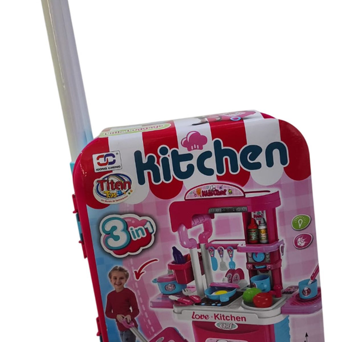 GENERICO - Juguete Cocina Plegable Maleta Luces Sonidos Olla Utensillos