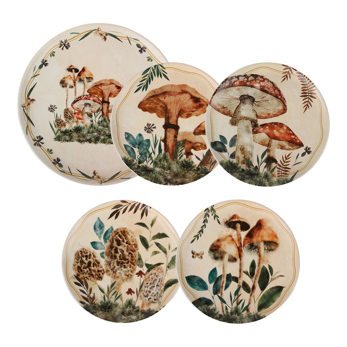 CORONA - Set x 4 Platos Postre Fungi + 1 Plato Pando Fungi