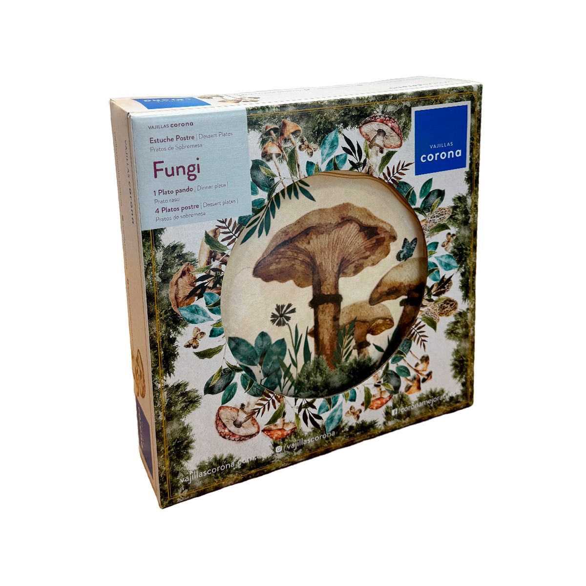 CORONA - Set x 4 Platos Postre Fungi + 1 Plato Pando Fungi
