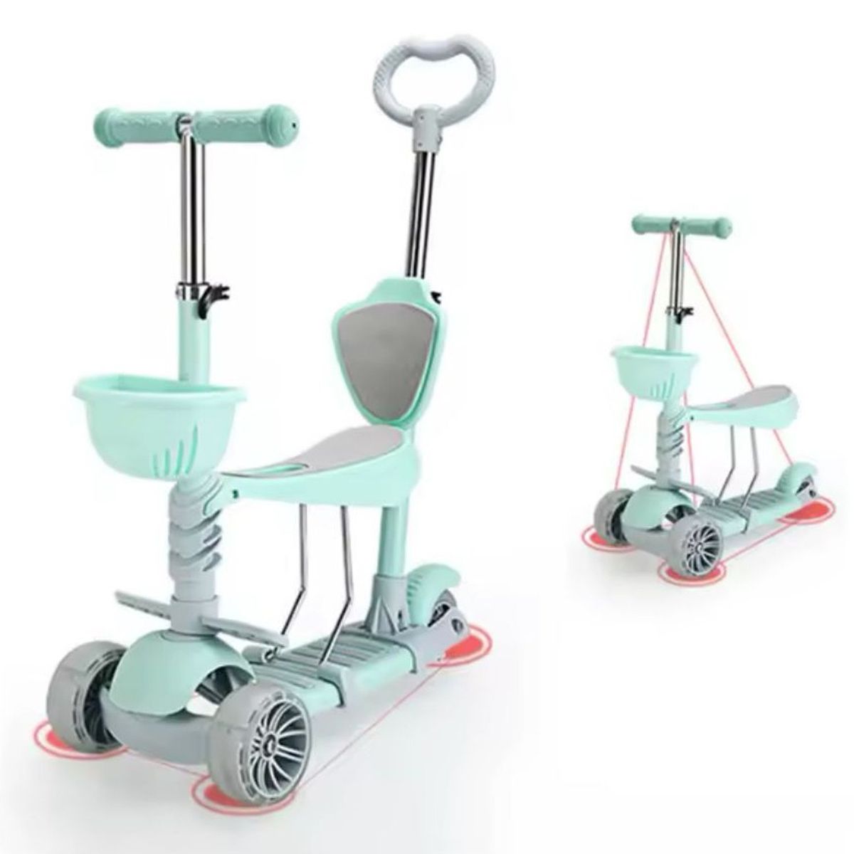 ONE PIXEL - Patineta Para Niños Triscooter 5 En 1 Verde One Pixel