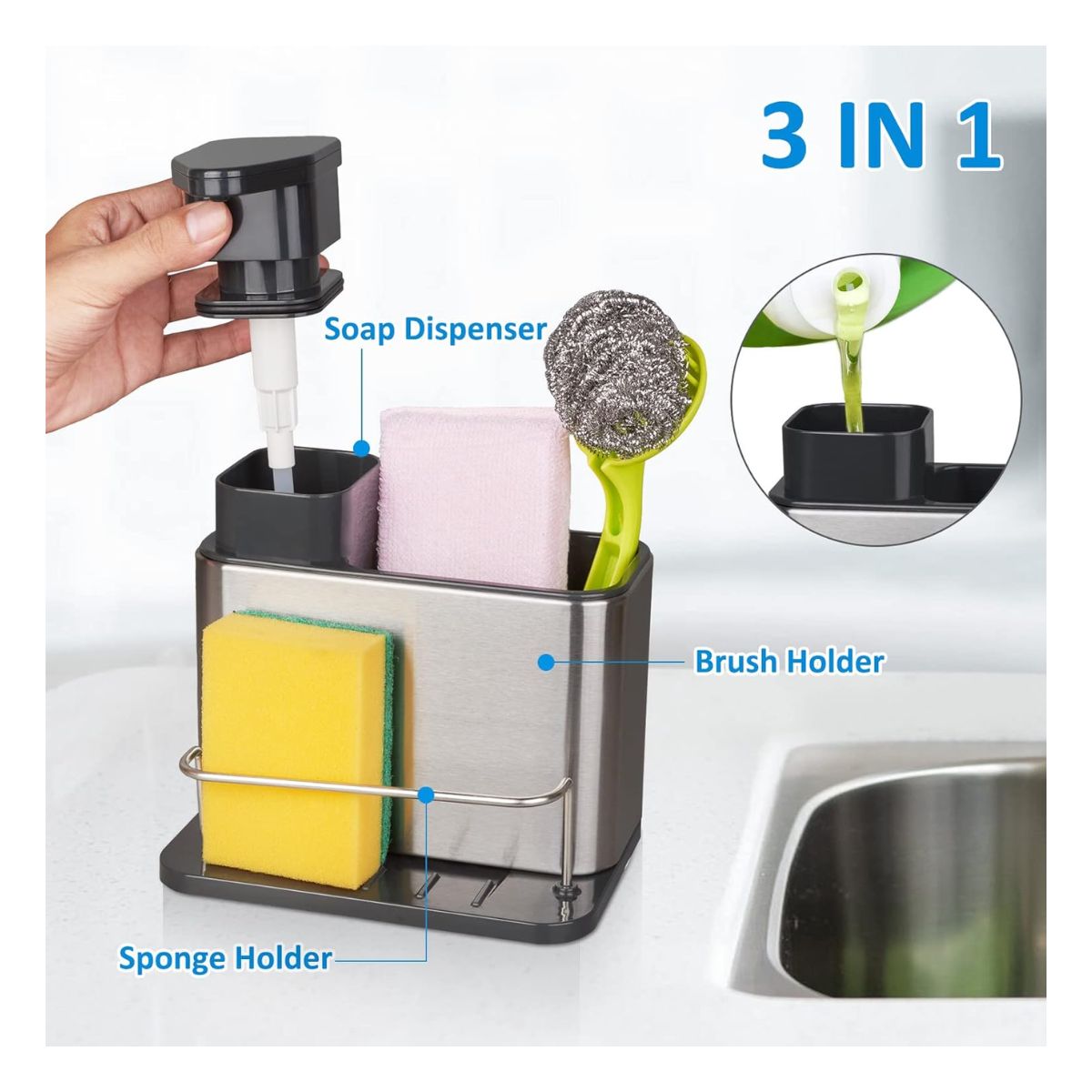 GENERICO - Dispensador de jabón acero inoxidable pd-80