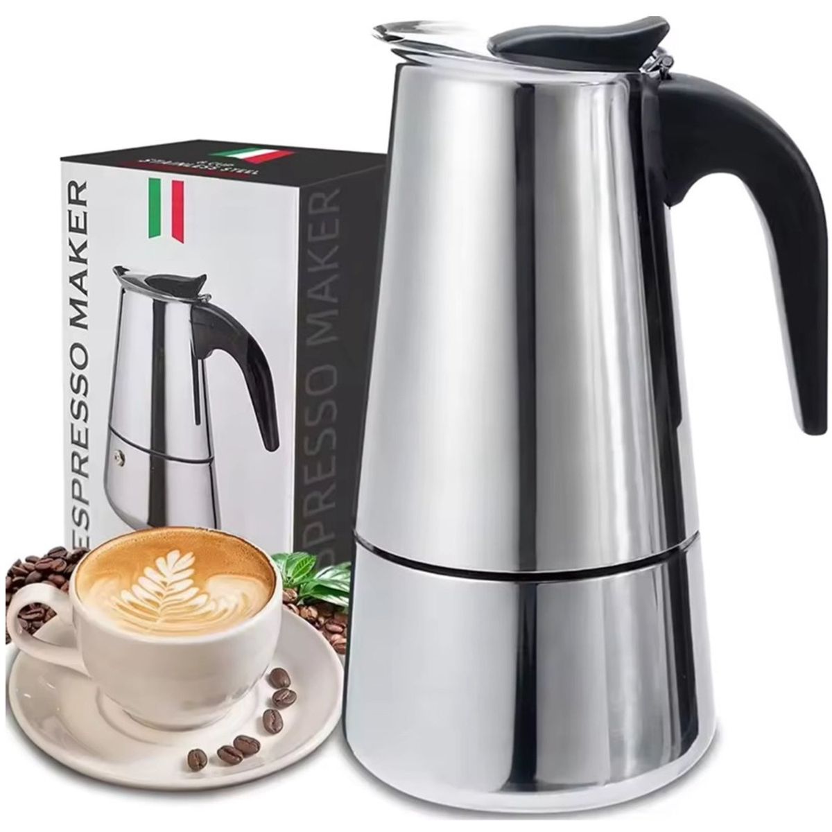 ONE PIXEL - Cafetera Italiana 6 Tazas Expreso Maker Manual Acero Inoxidable