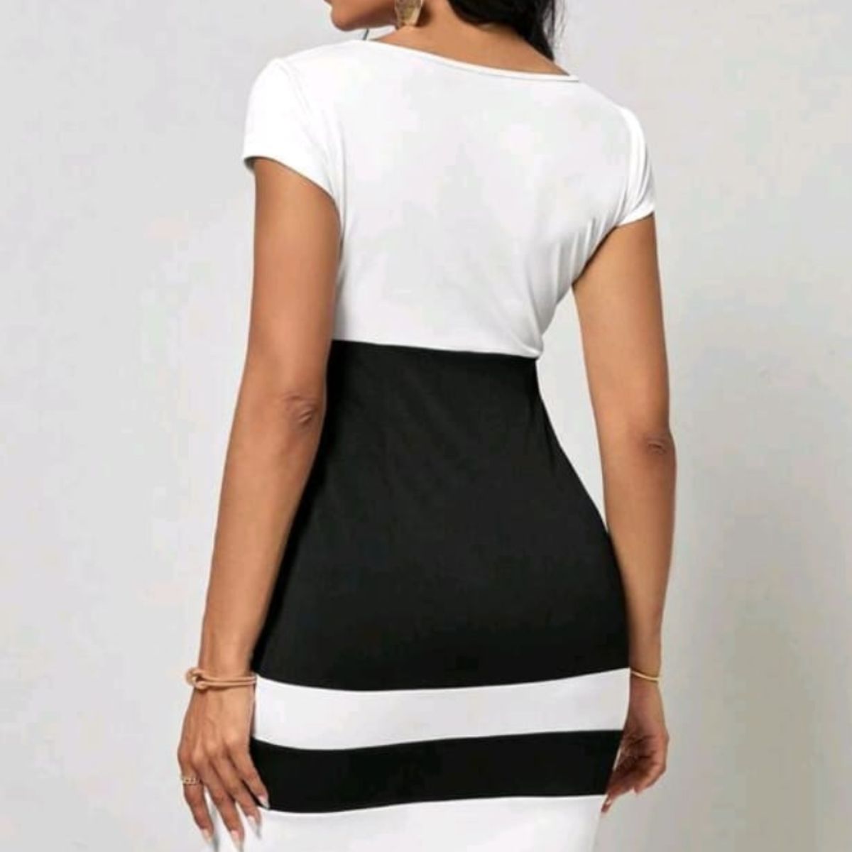 NEGRELI - VESTIDO DE MUJER BICOLOR CEÑIDO REF-2010