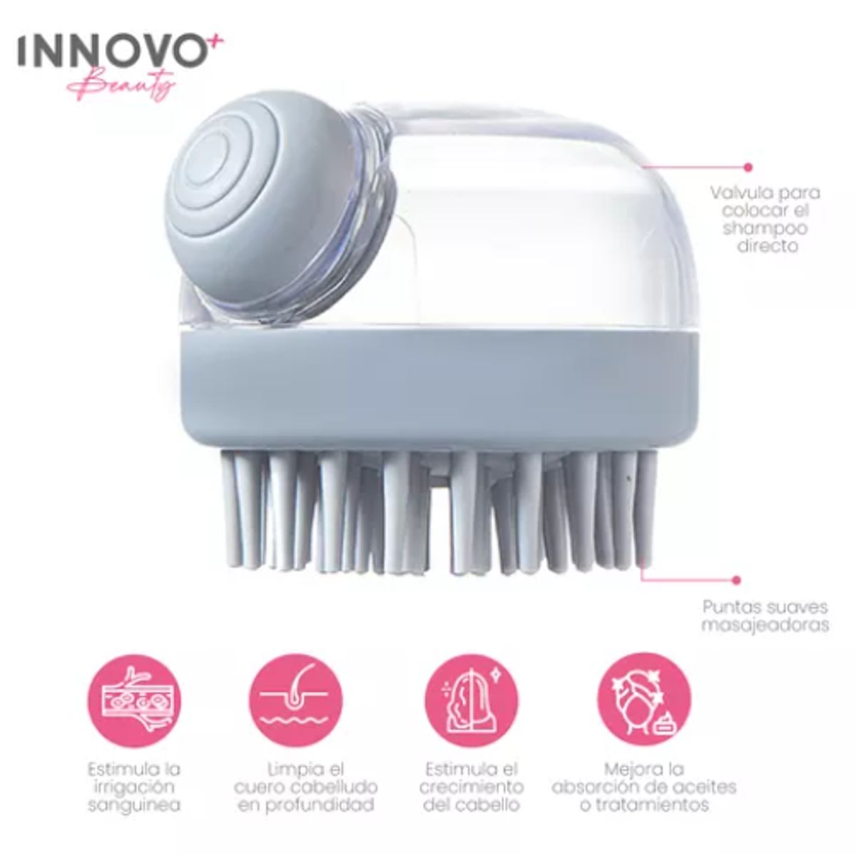 INNOVA - Cepillo Masajeador Para Cabello Dispensador Shampoo Estimula