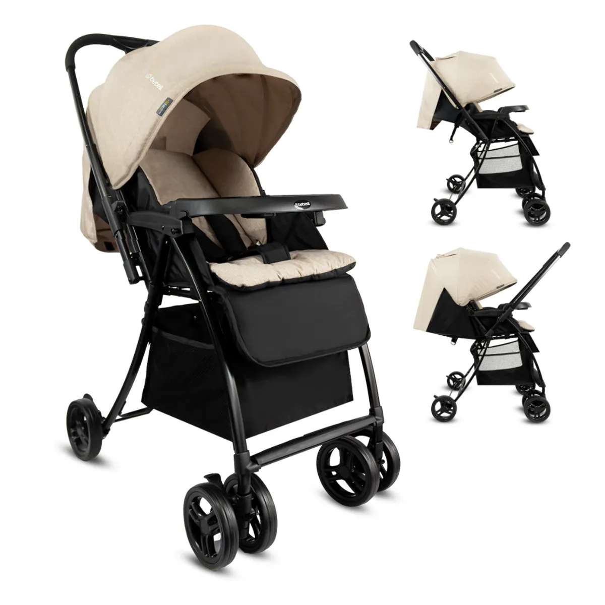 BEBESIT - Coche Reversible para Bebé Golf Beige Plegado compacto